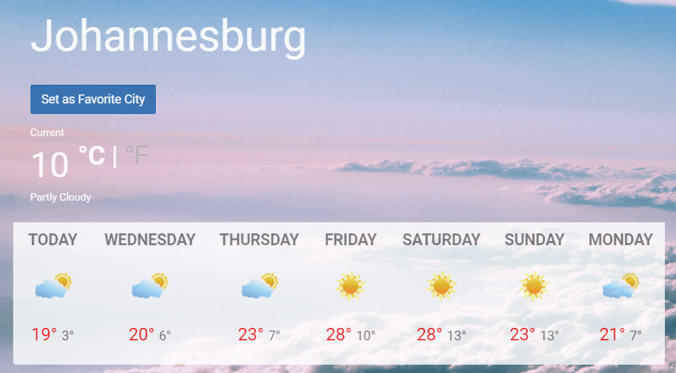 Cold Front in Gauteng