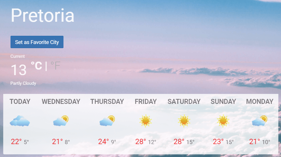 Cold Front in Gauteng