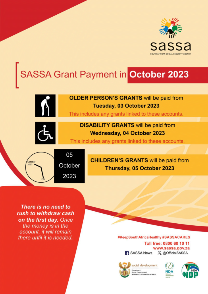 SASSA Payment Dates for October 2023