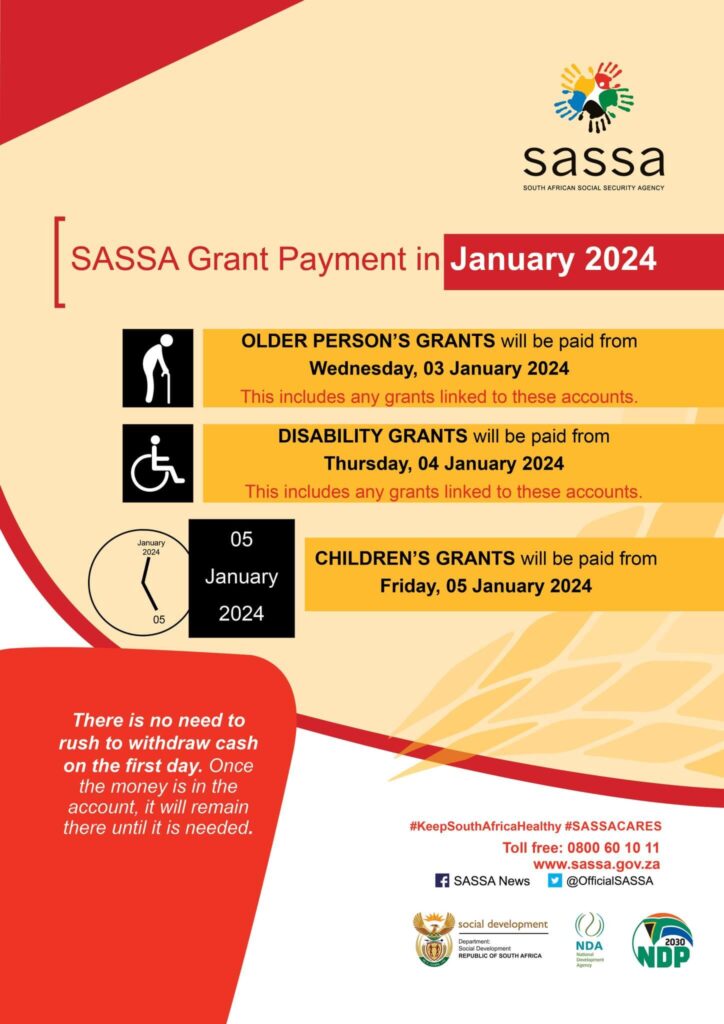 SASSA Payment Dates for January 2024