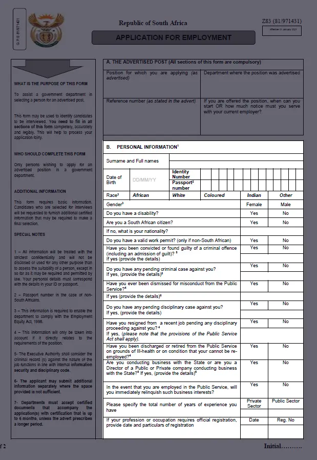 z83 form 2024 section B