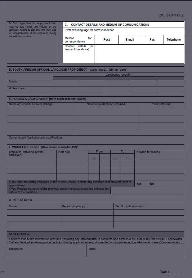 z83 form 2024 section C