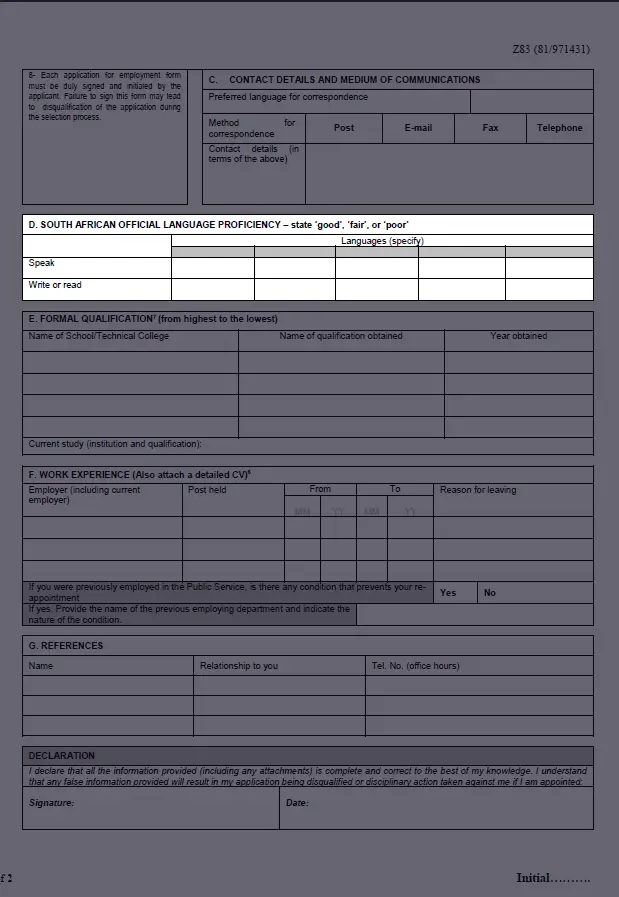 z83 form 2024 section D