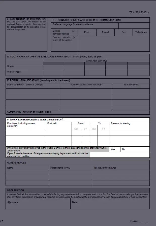 z83 form 2024 section F