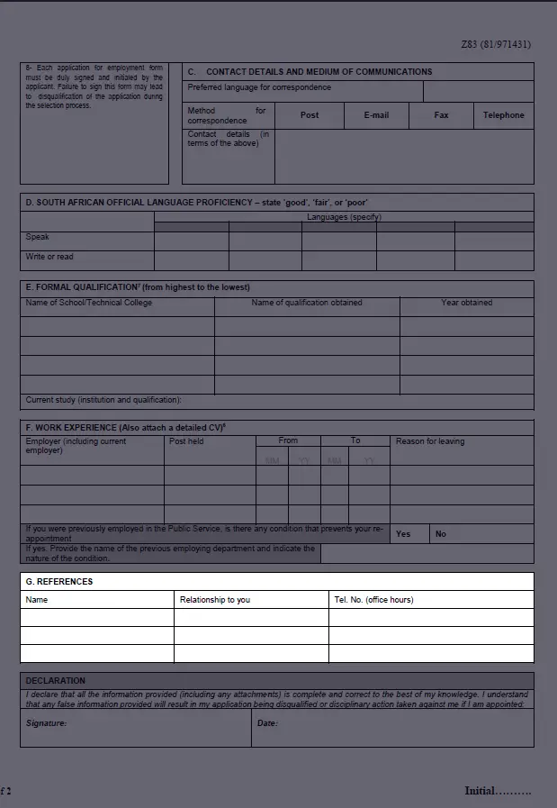 z83 form 2024 section G