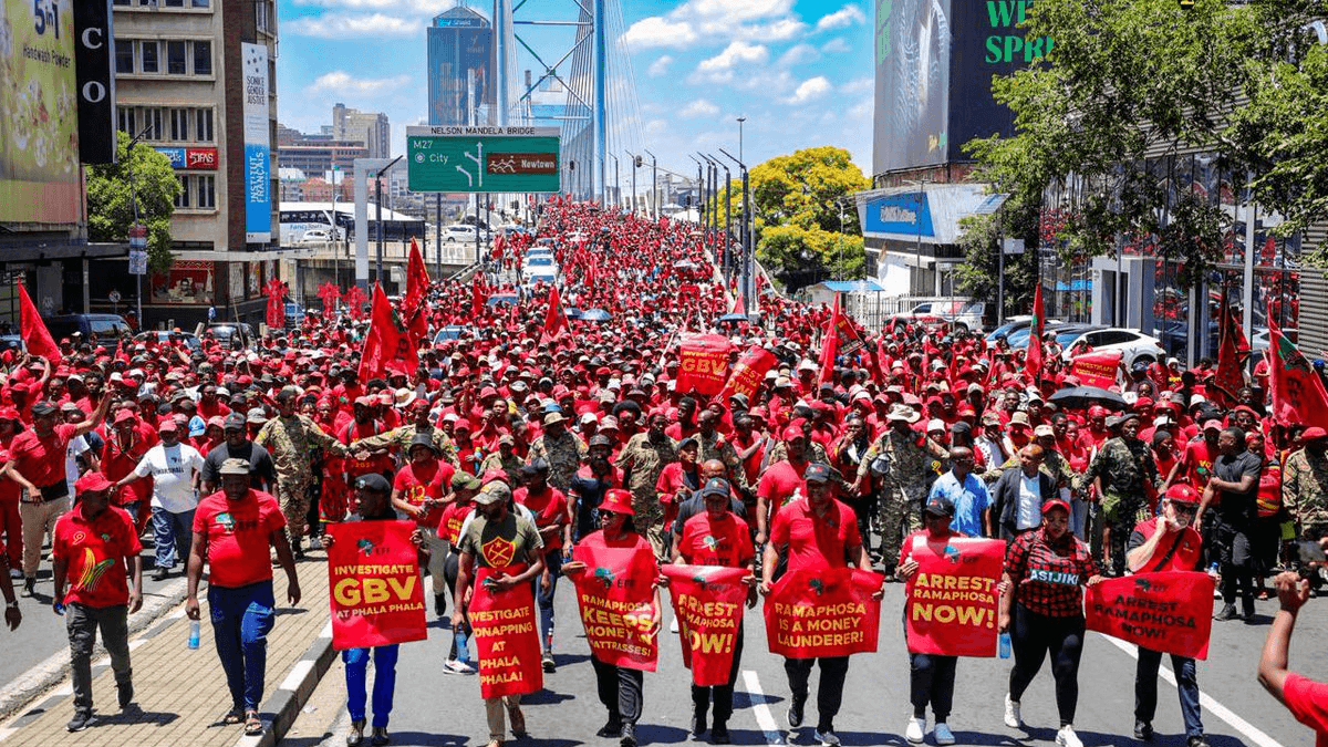 EFF Marches in Johannesburg as Constitutional Court Hears Phala Phala Case