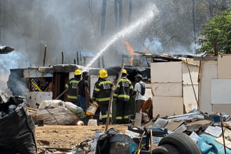Firefighters Battle Massive Blaze at Sandton Informal Settlement: No Injuries Reported