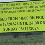 Solomon Mahlangu Drive Closure: December 6-8 Traffic Advisory
