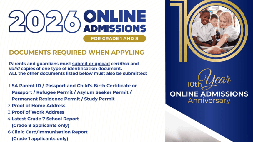 Gauteng Department of Education Online Applications for Grades 1 & 8 OPEN TODAY!