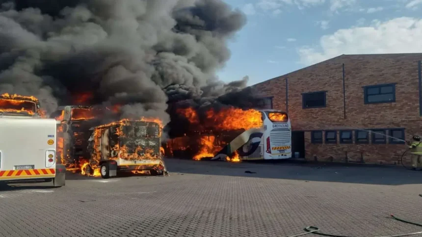 Fire Destroys Greyhound Buses at Jet Park Depot in Boksburg