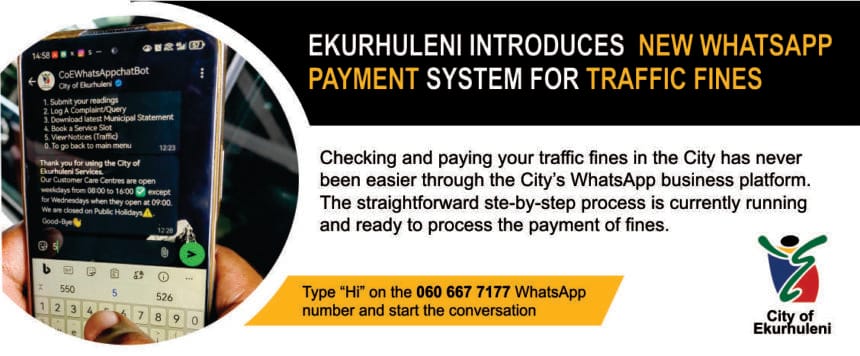 Ekurhuleni Launches WhatsApp Payment System for Traffic Fines